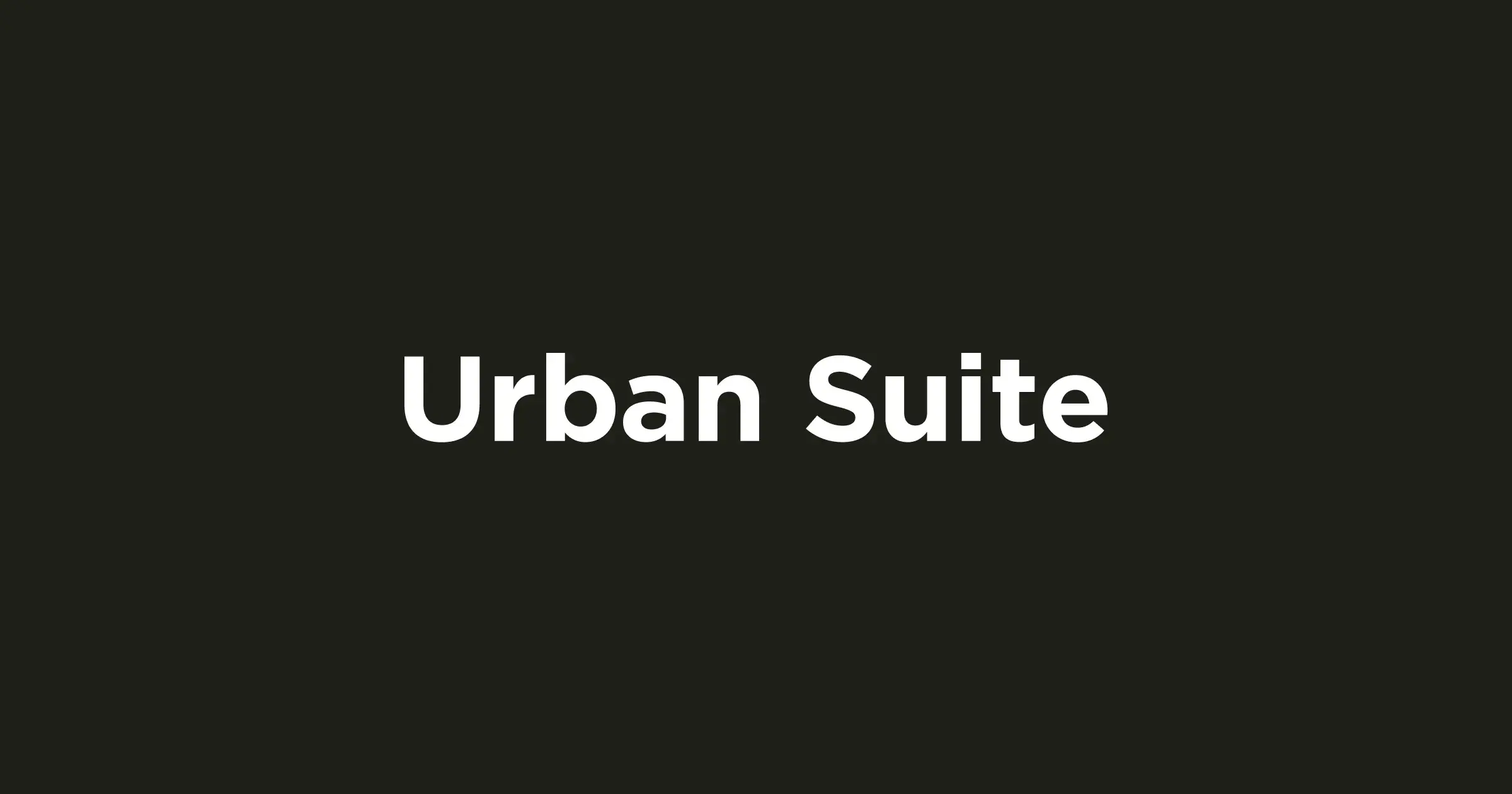 シンプルな黒背景に「Urban Suite」と白文字で書かれたロゴデザイン
