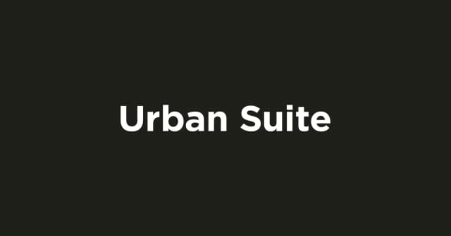 シンプルな黒背景に「Urban Suite」と白文字で書かれたロゴデザイン