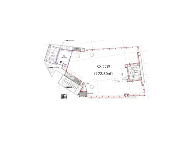 - 52.27坪（172.80㎡）の間取り図、部屋のレイアウトとサイズが示された住宅設計の一例