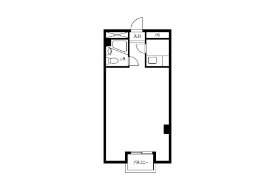 シンプルな間取り図、ワンルームマンションの設計、家具配置と部屋のサイズが記された図面