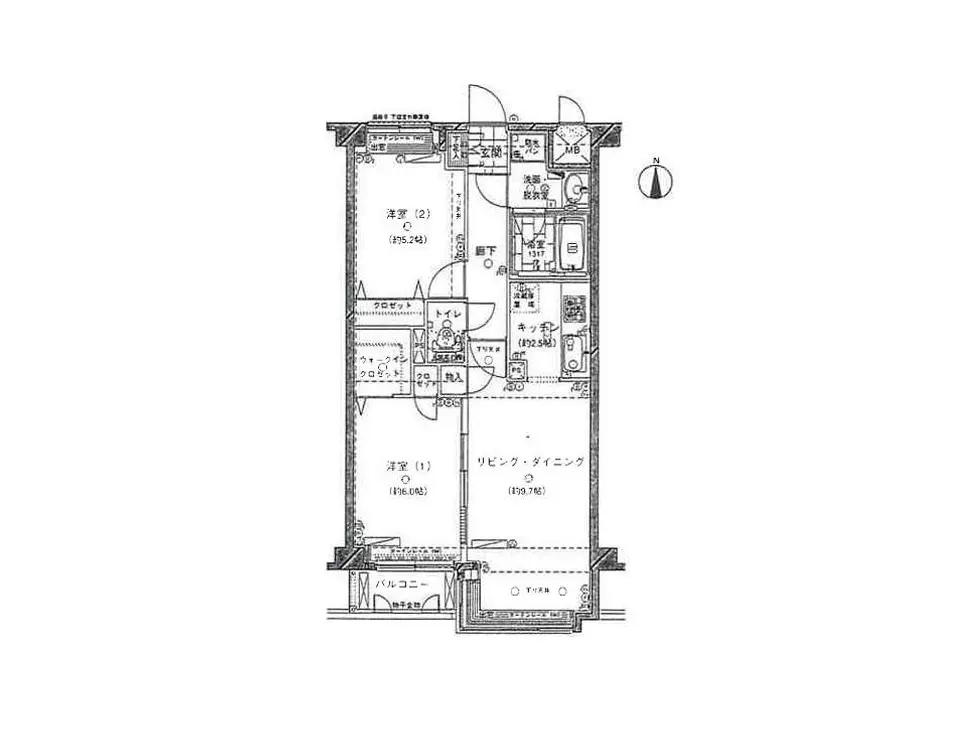 住宅の間取り図、詳細な寸法と部屋配置が記載された建築設計図
