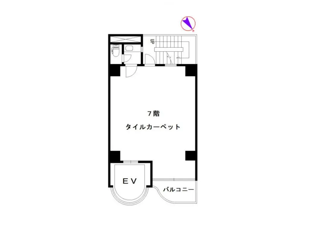 シンプルなワンルームマンションの間取り図、バスルームとキッチン付き