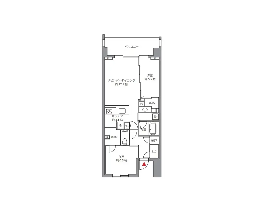 間取り図と部屋のサイズが記載されたワンルームマンションの設計図