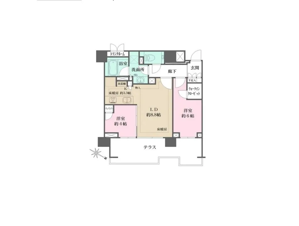 明確な間取り図、各部屋の用途と広さ表記がある現代住宅の設計図