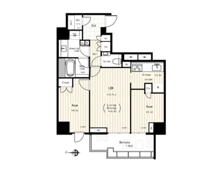 広々とした間取り図、LDKやバルコニーが特徴的なモダンな住宅設計