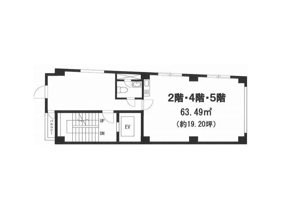2階建て住宅の間取り図、4LDK、63.49平方メートルの広さ