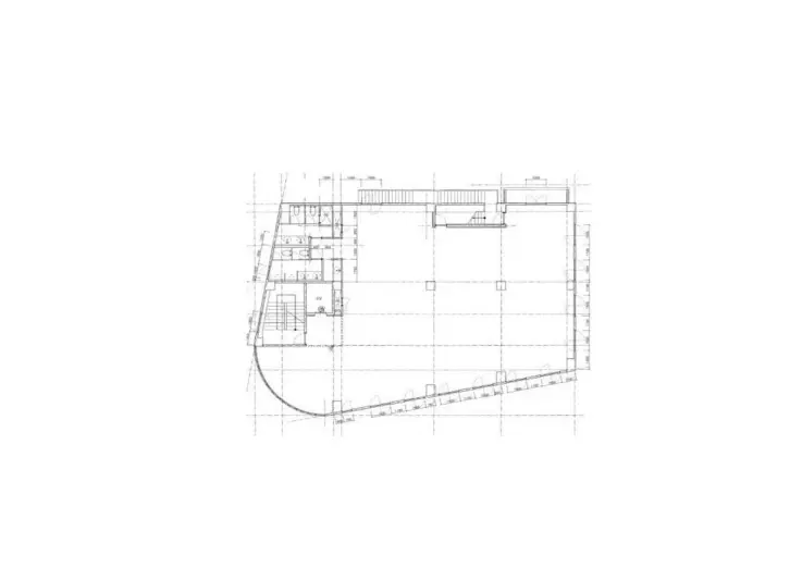 住宅の設計図、抽象的な形の外観を持つ建物の平面図