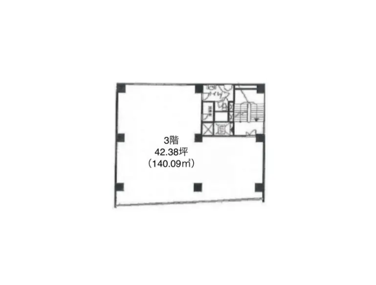 3階建て住宅の建築平面図、面積42.38坪（140.09㎡）の詳細と間取り