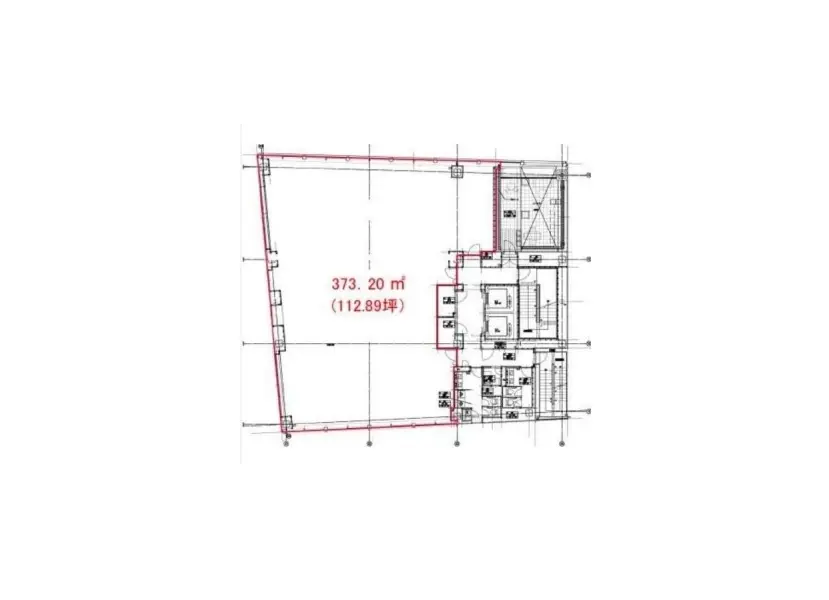 建築の平面図、総面積373.20㎡の設計図、詳細な寸法と部屋の配置が記された図面