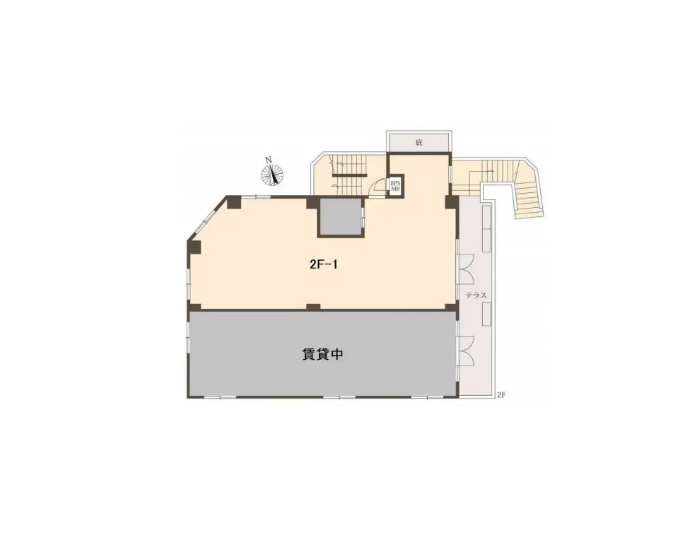 2階建て住宅の2階部分の間取り図、ベッドルームとウォークインクローゼットが明示된シンプルな設計図