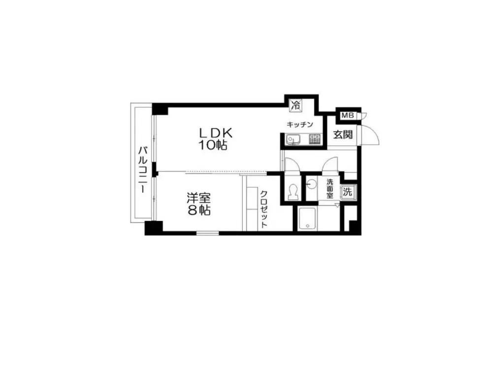 シンプルな間取り図、LDKと寝室が含まれる住宅設計図