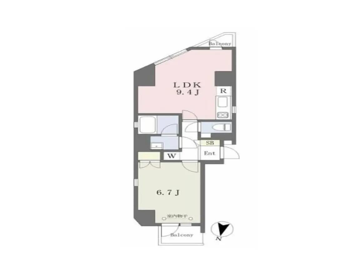 明確な間取り図、LDKとバルコニー付きマンションのフロアプラン