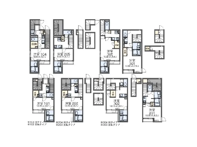 - 住宅の間取り図、各部屋の寸法と配置が示された詳細な設計計画