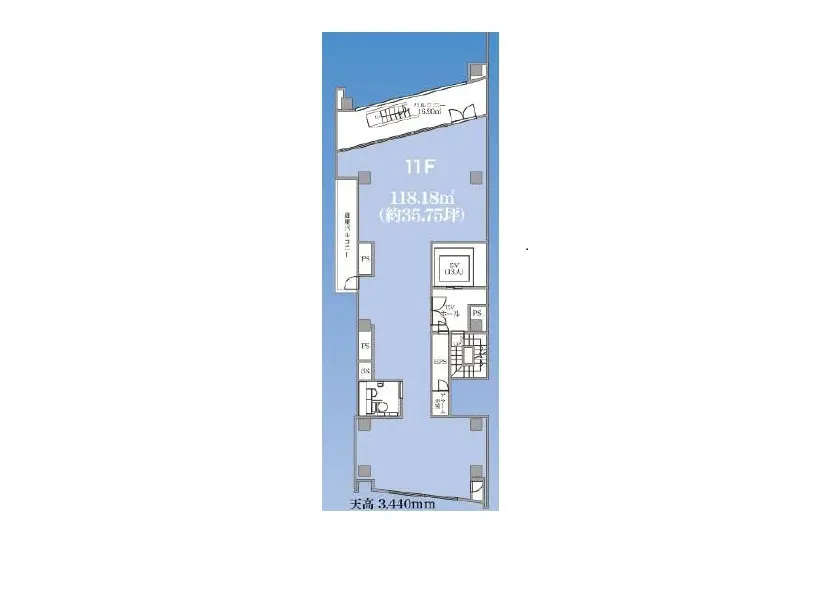 - 11階の間取り図、118.18㎡（約35.75坪）、部屋の配置とサイズが示された詳細な設計図