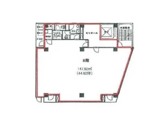- 8階建ての147.52平方メートルの間取り図、部屋の配置とサイズが示された詳細なレイアウト