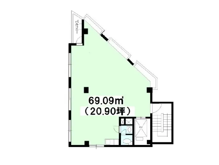 - 69.09㎡（20.90坪）の間取り図、リビング、キッチン、バスルームを含む設計の全体像