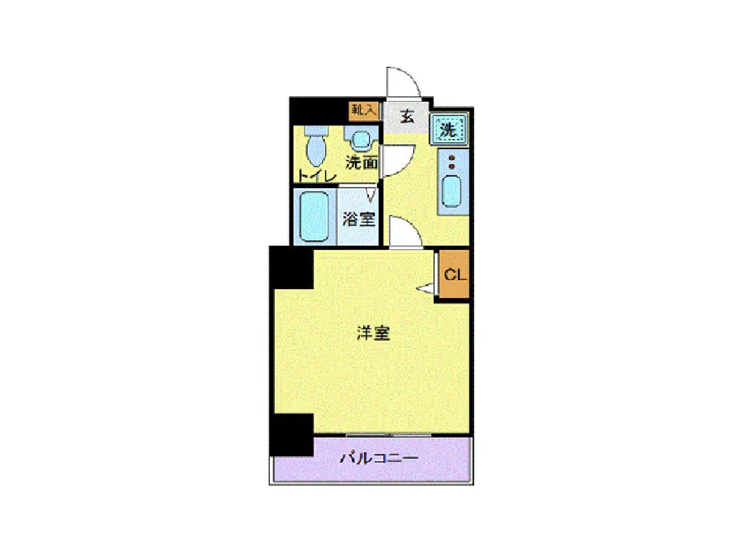 - シンプルで使いやすい間取りの1LDK、浴室・トイレ・洗面所を備えた家族向け住居プラン