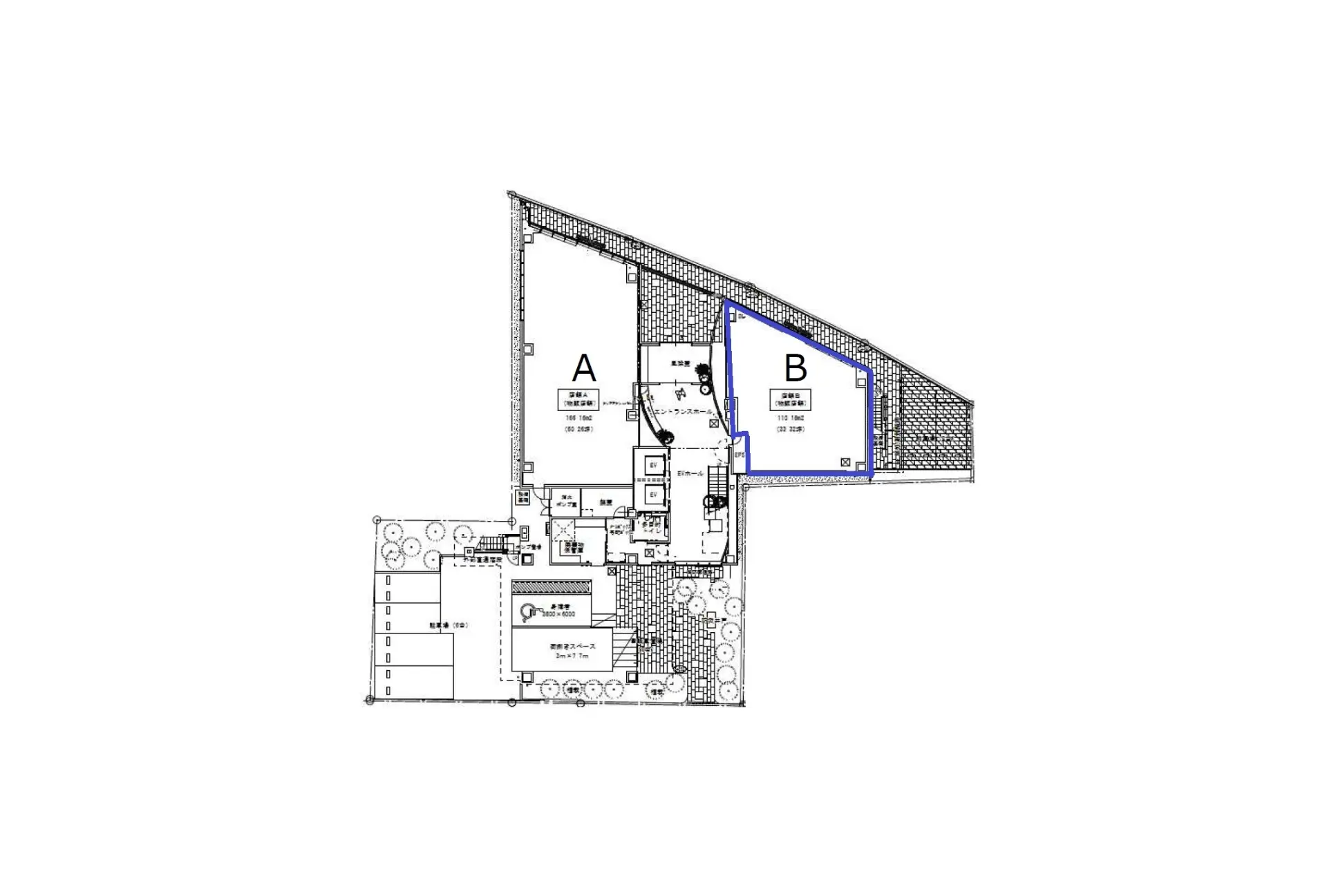 建築設計図、部屋のレイアウトと寸法が記載されたアパートの平面図