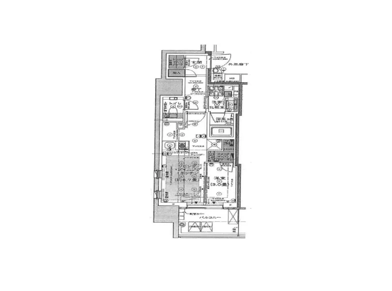 - 住宅の間取り図、リビング、ダイニング、キッチン、寝室、バスルームなどが明確に示された詳細な floor plan。