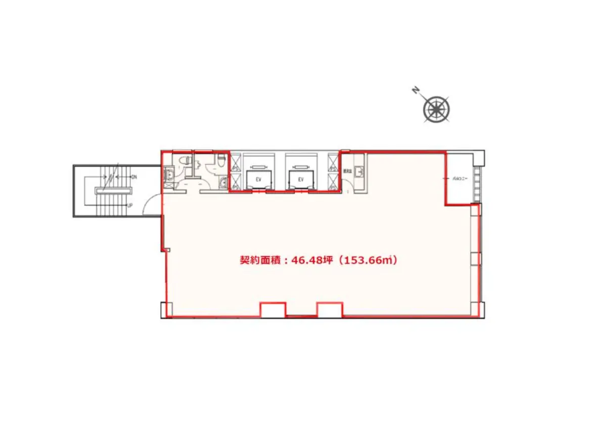 - 約46.48坪（153.66㎡）の間取り図、エントランス、トイレ、洗面所、収納スペースを含む部屋のレイアウト