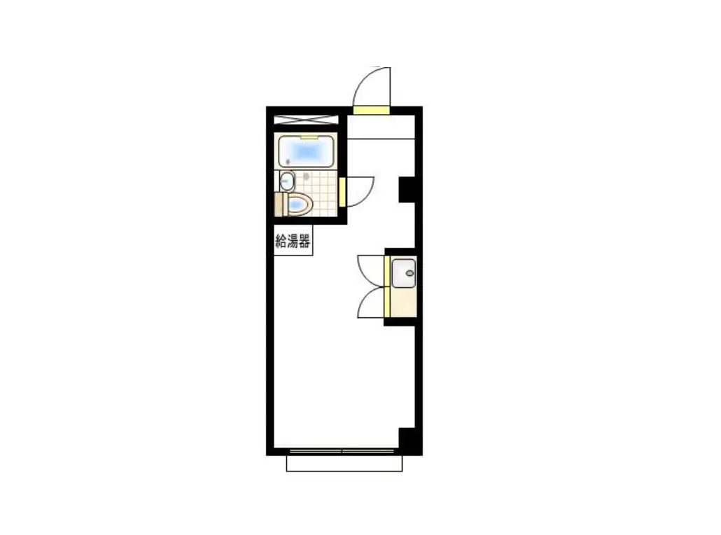 - 小型住宅の間取り図、バスルーム、トイレ、キッチンを含むシンプルなレイアウトの設計