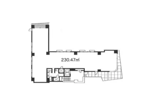 - 230.47㎡の広さを示す建物の間取り図、各部屋の配置と動線が明示された設計図