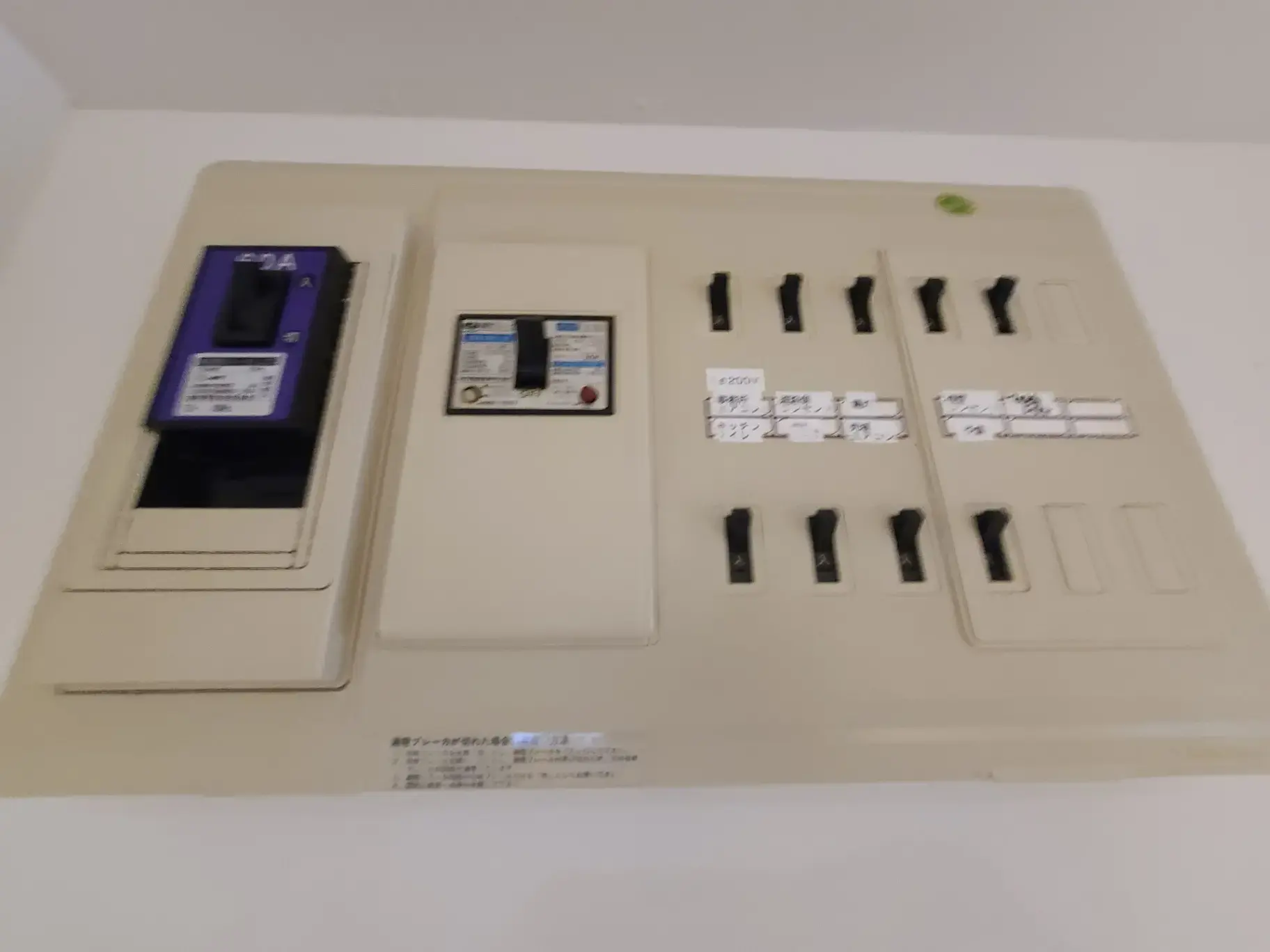 室内の分電盤とブレーカー、安全管理や電力配布の設備